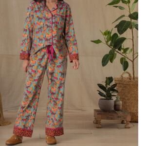 Sundance derby days cotton flannel 2 piece pajama set western horse print boho